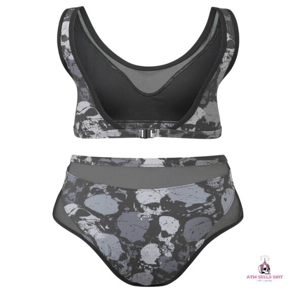 NWT Killstar Tomb Lagoon Skull Print Two-Piece Bikini Swimsuit Plus Size 4XL - Picture 6 of 10